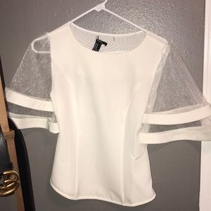 White flared sleeve top